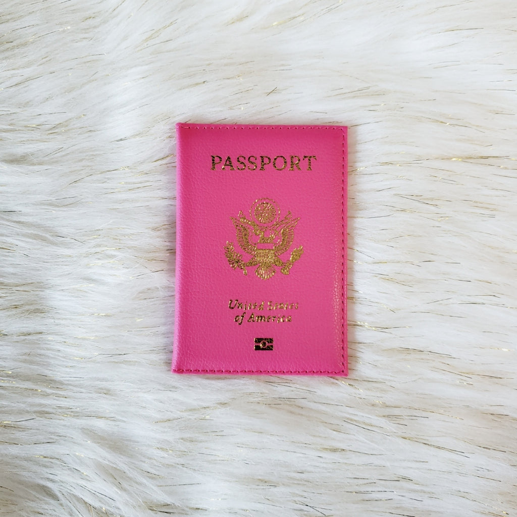 Hot Pink USA Passport Cover