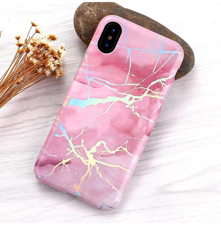Pink Holo Marble iPhone Case